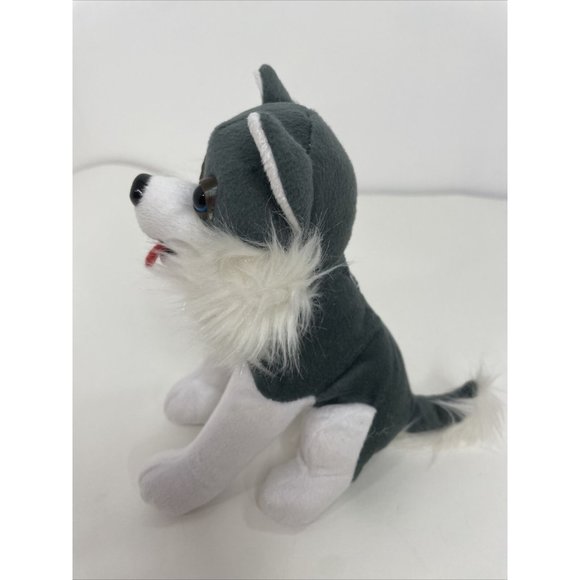 Husky Wolf Dog Stuffed Toy Plushy 8” (2018) White Grey Blue Eyes BEST TOY MFG. - Picture 3 of 12